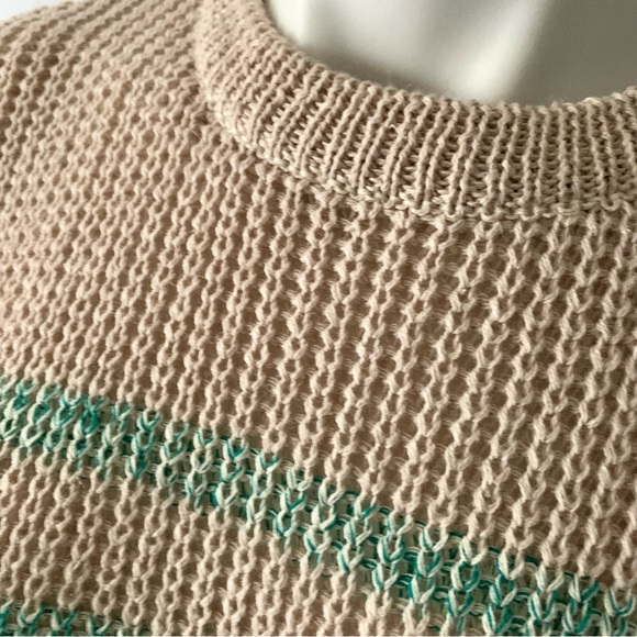 v i n t a g e :: Slouchy Ribbed Knit Natural Striped Knit Sweater - Picture 8 of 9
